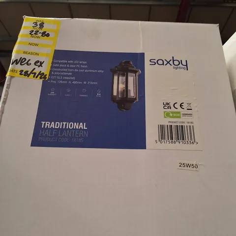 BOXED SAXBY LIGHTING TRADITIONAL HALF LANTERN β OUTDOOR LANTERN (PRODUCT CODE 1818S)