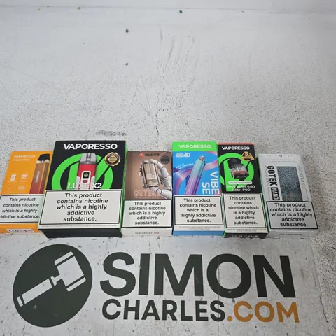APPROXIMATELY 20 ASSORTED E-CIG PRODUCTS AND ACCESSORIES TO INCLUDE VAPORESSO, ASPIRE ETC