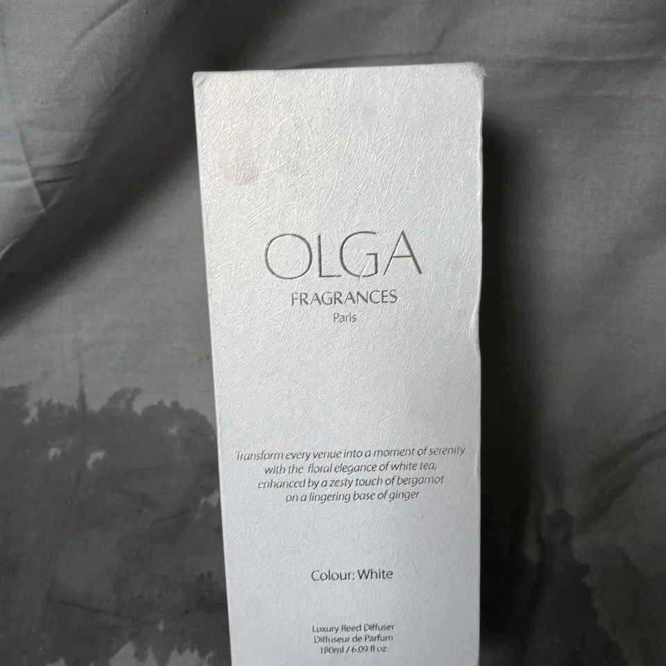 OLGA FRAGRANCES REED DIFFUSER - WHITE, 180ML (BOXED)