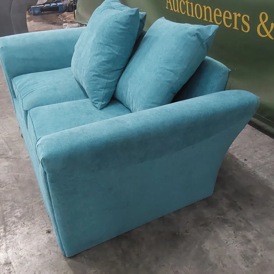 DURY 2 SEATER FABRIC SCATTER BACK SOFA - TEAL RRP £529