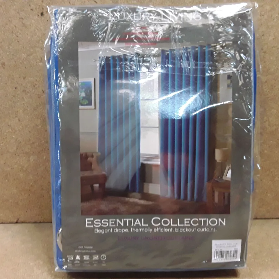 BRAND NEW LUXURY LIVING BLACK OUT THERMAL CURTAINS 168CM X 229CM (BLUE)