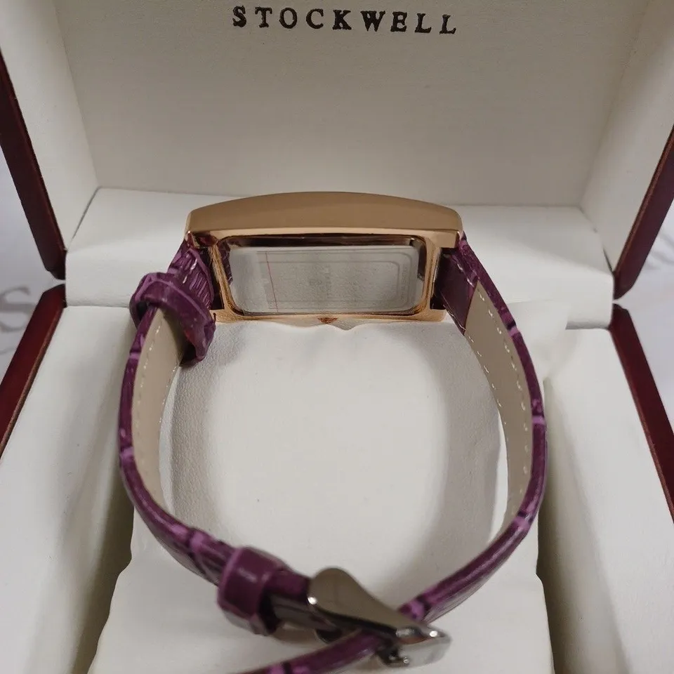 STOCKWELL DOUBLE DIAL PURPLE LEATHER STRAP WRISTWATCH