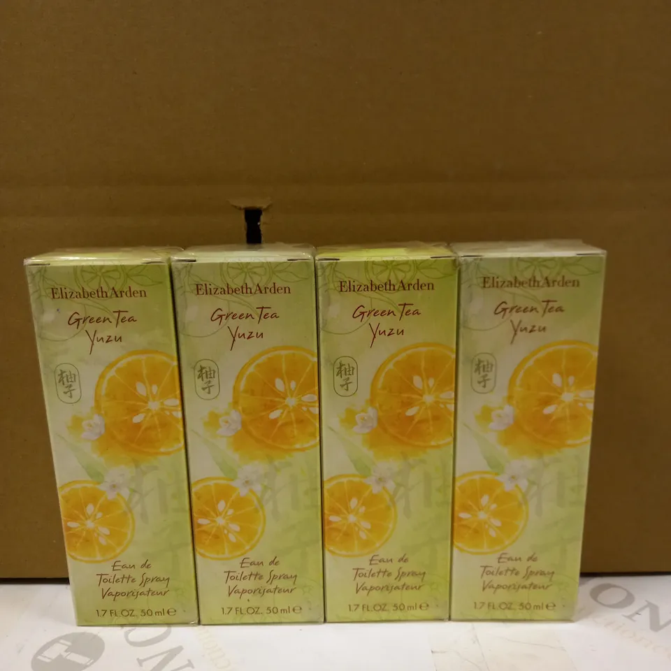 LOT OF 4 ELIZABETH ARDEN GREEN TEA YUZU EAU DE TOILETTE SPRAY - 50ML