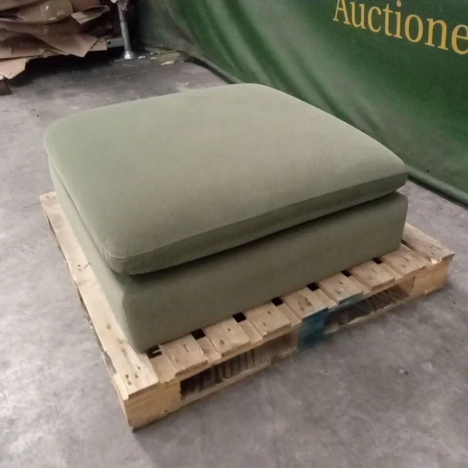QUALITY DESIGNER ASHER GREEN VELVET FOOTSTOOL