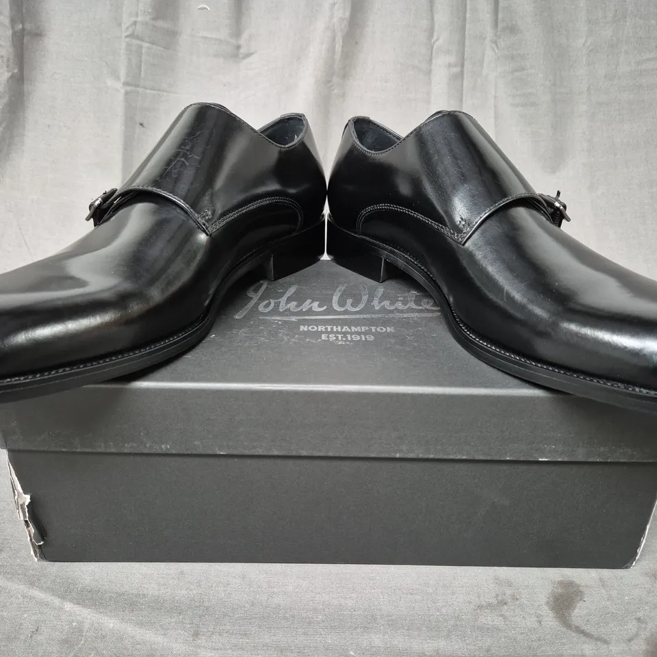 BOXED PAIR OF JOHN WHITE MONKTON SHOES IN BLACK UK SIZE 9