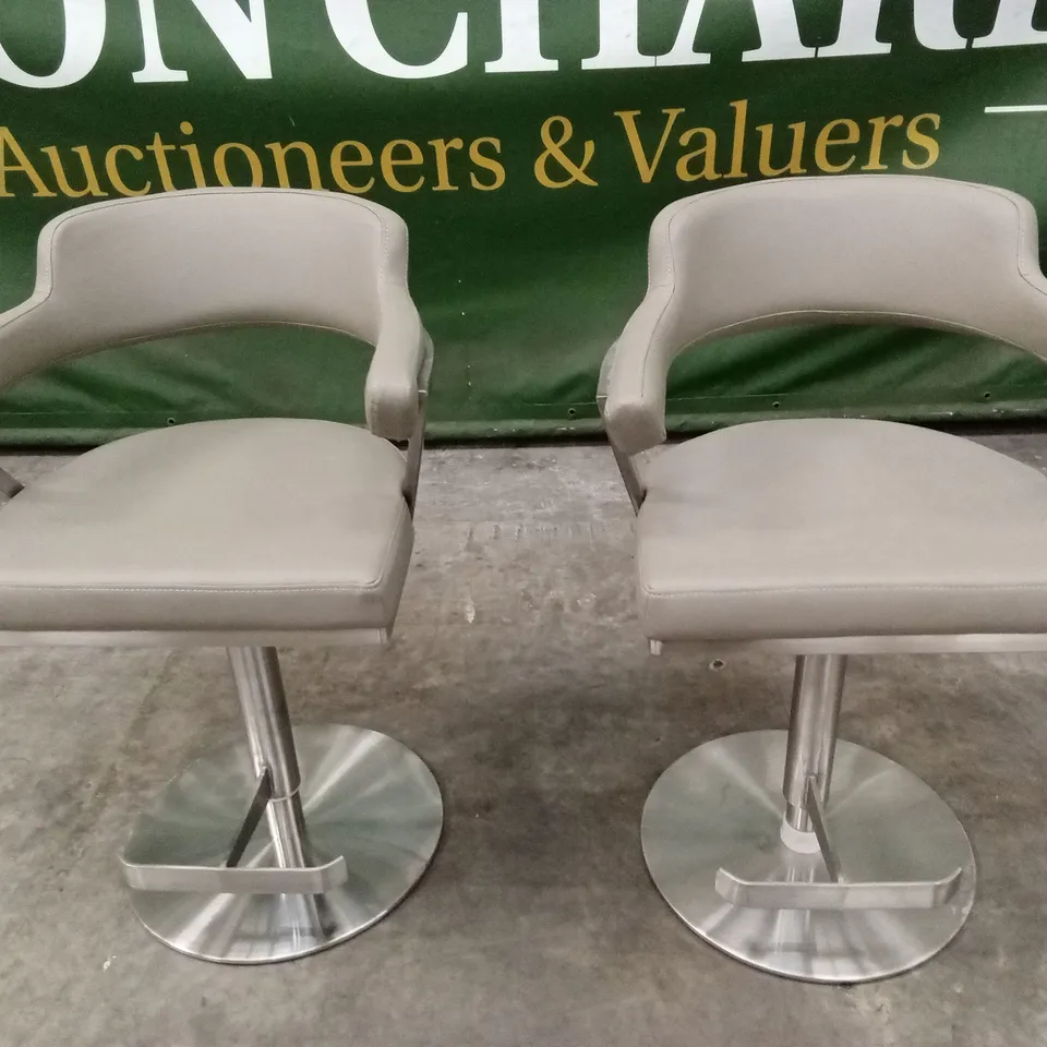 SET OF 2 FIRENZA BAR STOOLS IN PU FAUX LEATHER AND CHROME BASE