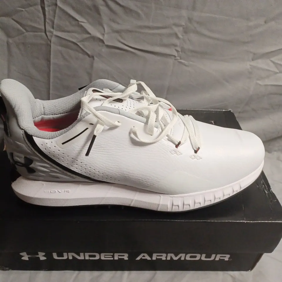BOXED PAIR OF UNDER ARMOUR HOVR DRIVE SHOES – WHITE - UK SIZE 8
