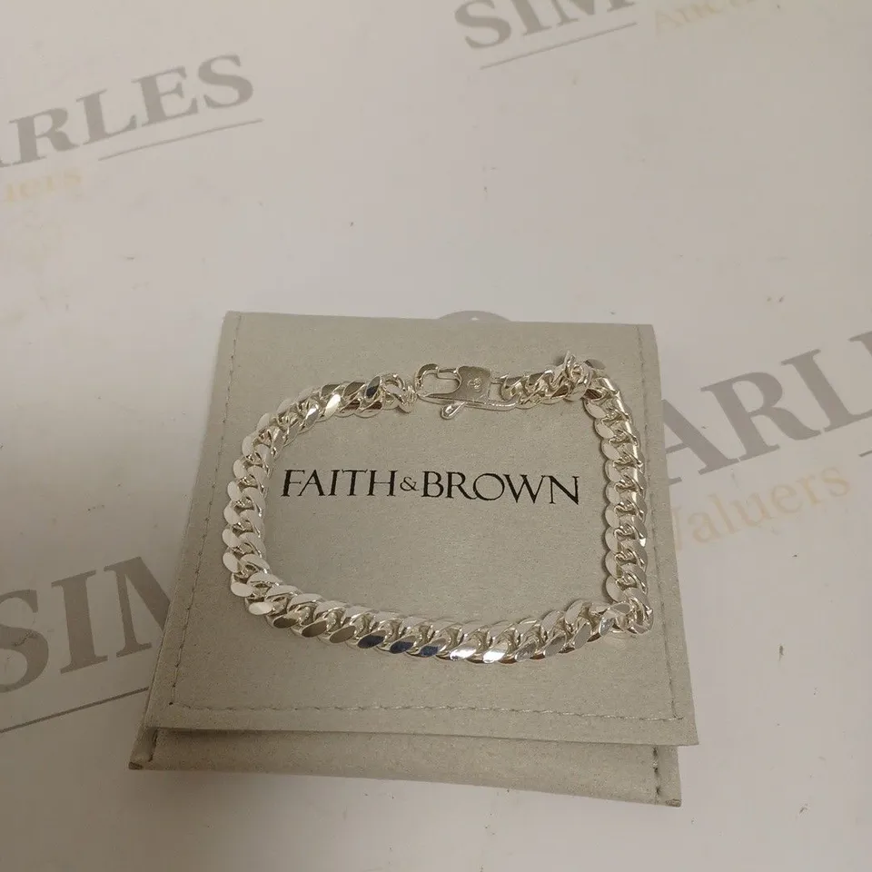 FAITH & BROWN ITALIAN CRAFTED GENTS STERLING SILVER CHAIN BRACELET