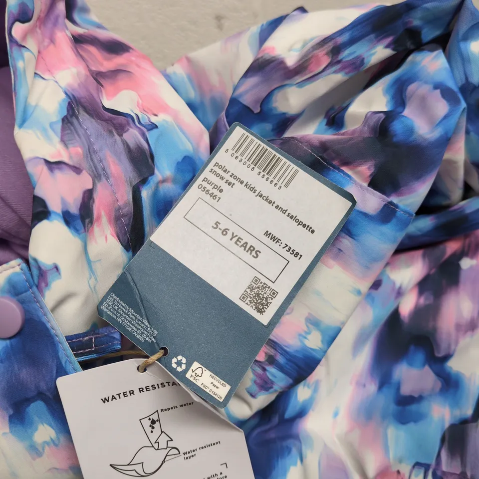 MOUNTAIN WAREHOUSE 2 PIECE KIDS SNOW SET: JACKET AND TROUSERS 5 - 6 YEARS WITH TAGS