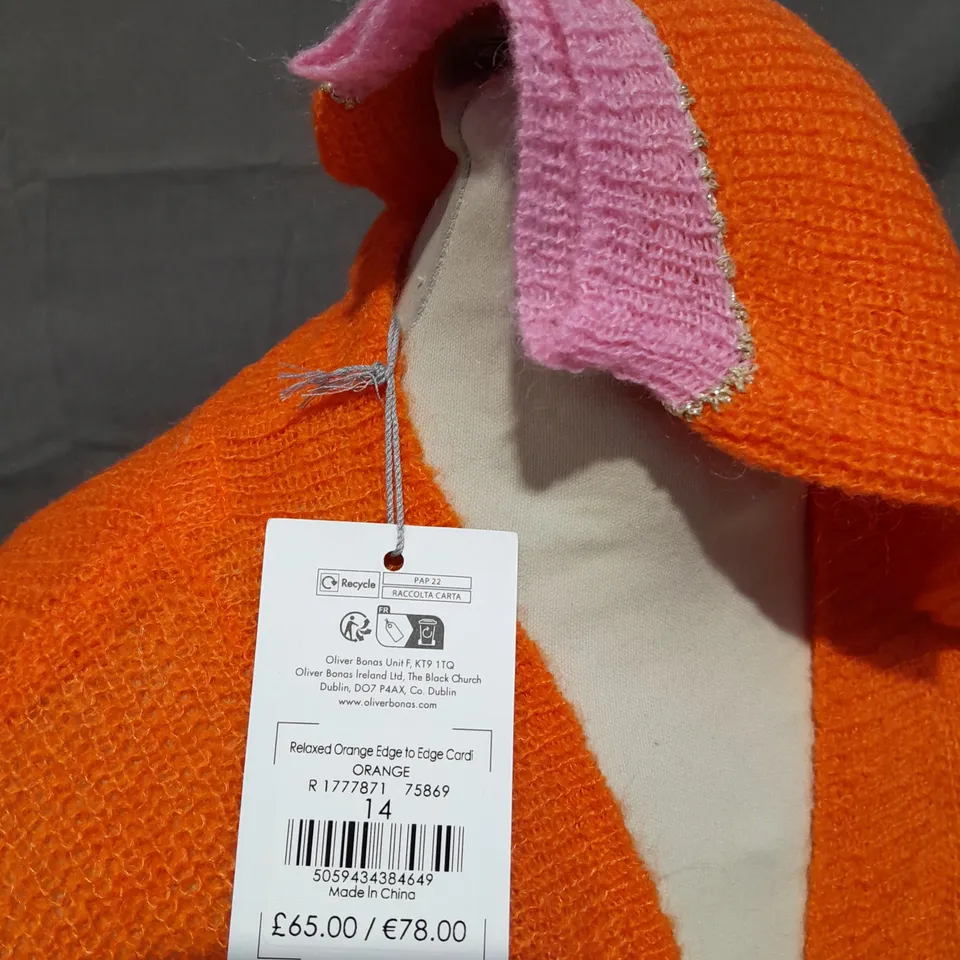 OLIVER BONAS RELAXED ORANGE EDGE TO EDGE CARDIGAN IN ORANGE - 14