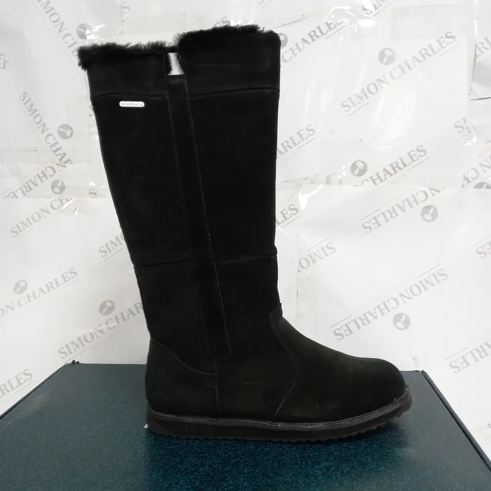 EMU AUSTRALIA "MOONTA" WATERPROOF KNEE LEATHER BOOTS - UK SIZE 7 - BLACK 