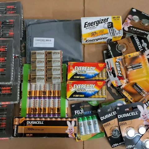 LOT OF ASSORTED BATTERIES TO INCLUDE ENERGIZER, DURACELL AND 100% PEAK