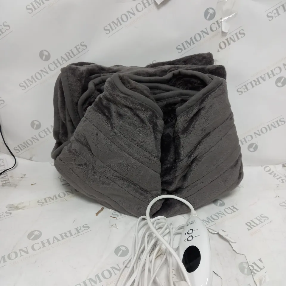 BOXED COZEE HOME VELVETSOFT HEATED THROW IN CHARCOAL