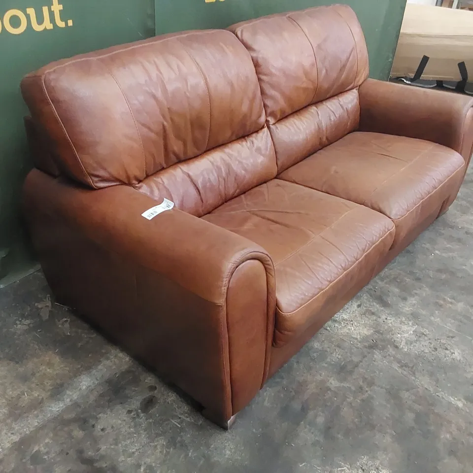 QUALITY DESIGNER BROWN FAUX LEATHER 3 SEATER SOFA