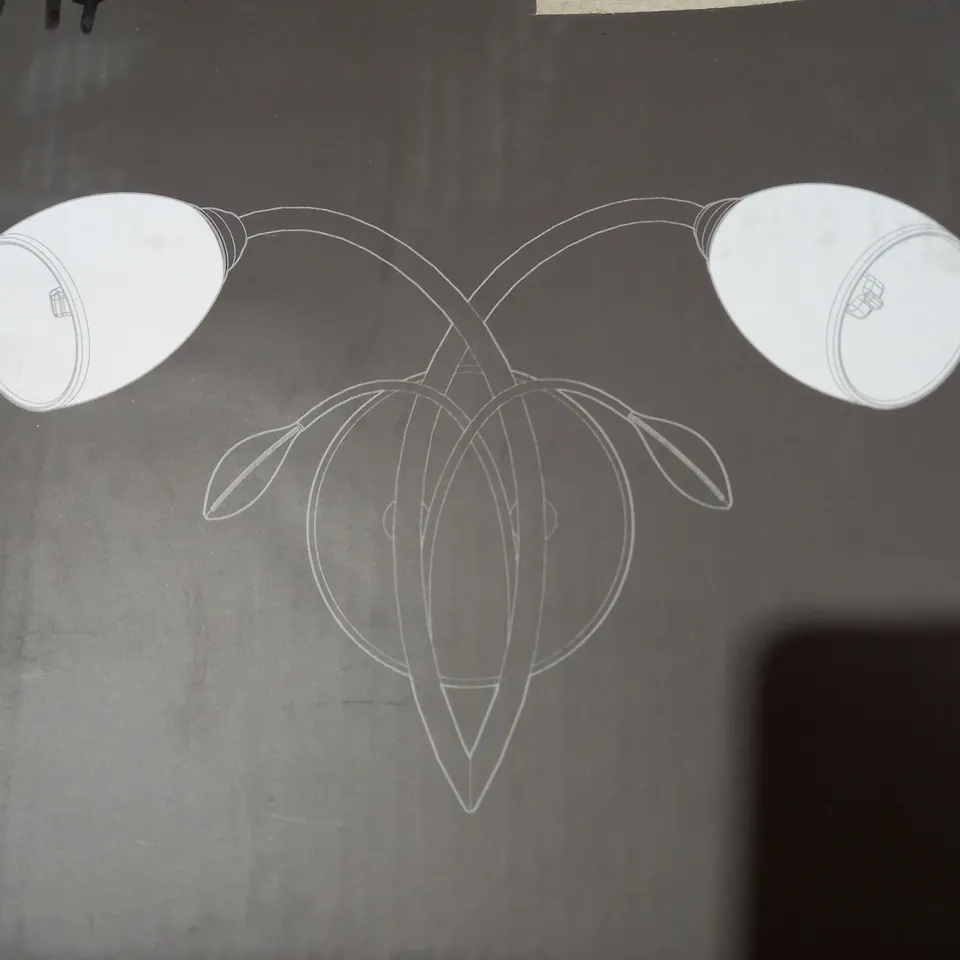 JOHN LEWIS AMARA 2 LIGHT WALL LIGHT, BRUSHED BRASS FINISH, OPAL GLASS SHADES