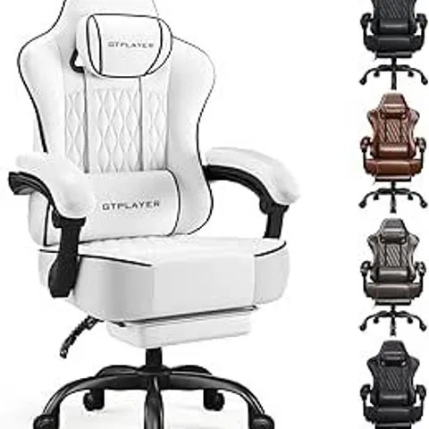 BOXED GAMING CHAIR, ERGONOMIC COMPUTER CHAIR WITH FOOTREST AND LUMBAR SUPPORT