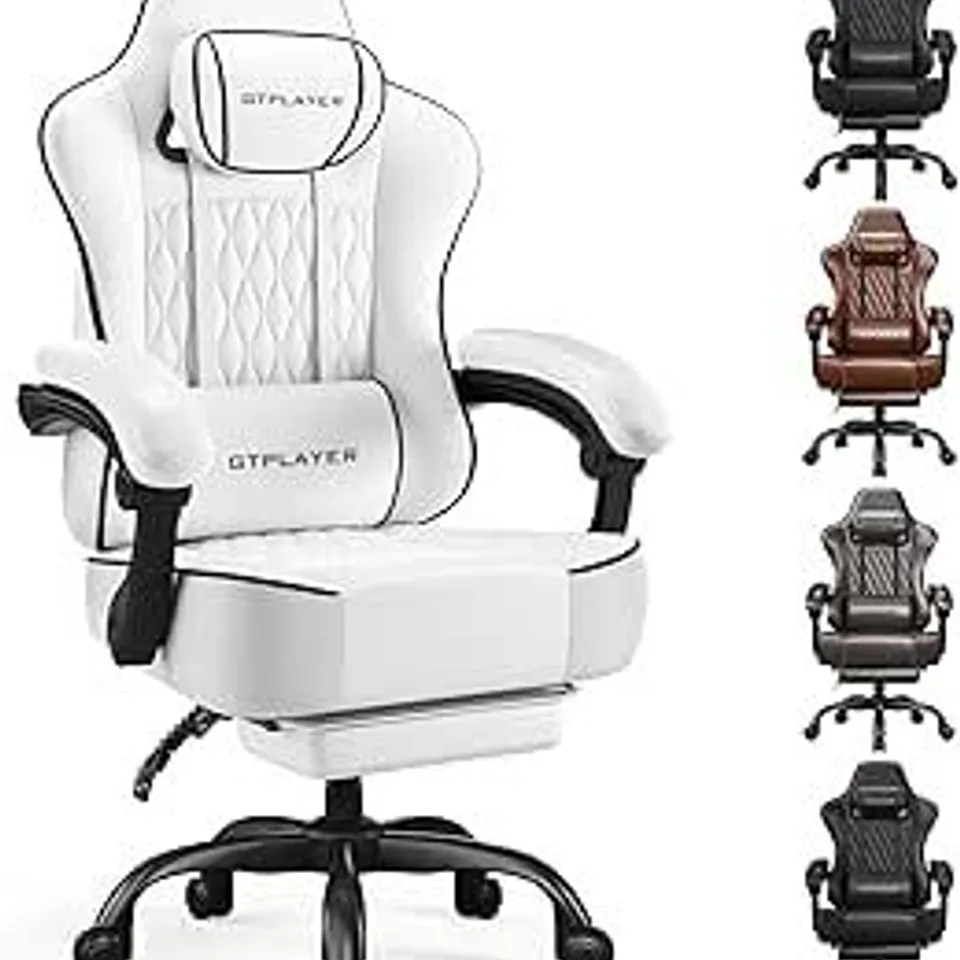BOXED GAMING CHAIR, ERGONOMIC COMPUTER CHAIR WITH FOOTREST AND LUMBAR SUPPORT