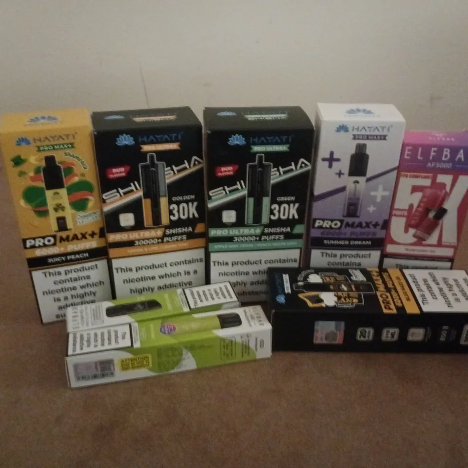APPROXIMATELY 20 ASSORTED E-CIGARETTE PRODUCTS TO INCLUDE BRANDS SUCH AS HAYATI, ELFBAR, LOST MARY, ETC - COLLECTION ONLY