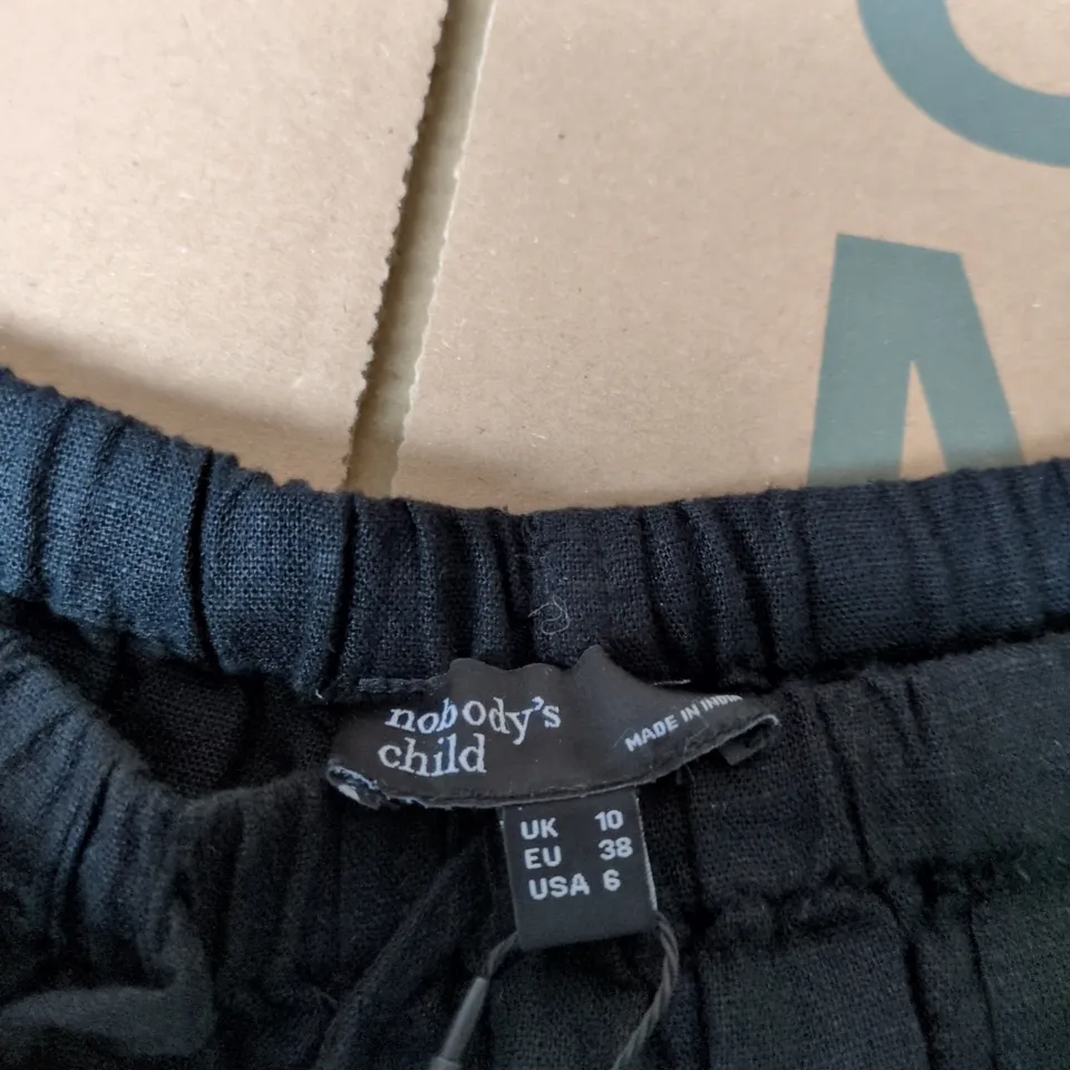 NOBODY'S CHILD ' TROUSERS – LINEN BLACK, UK 10 (EU 38) USA 6