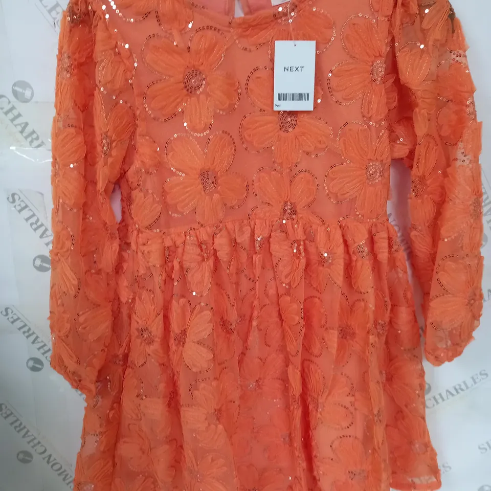 NEXT KIDS ORANGE DRESS - 9YRS