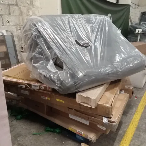 PALLET OF ASSORTED INCOMPLETE DESIGNER FURNITURE PARTS AND SOFA PART