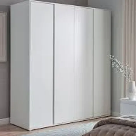 BOXED LISSON 4 DOOR WARDROBE WITH INTERNAL CHEST OF DRAWERS - WHITE (5 BOXES)