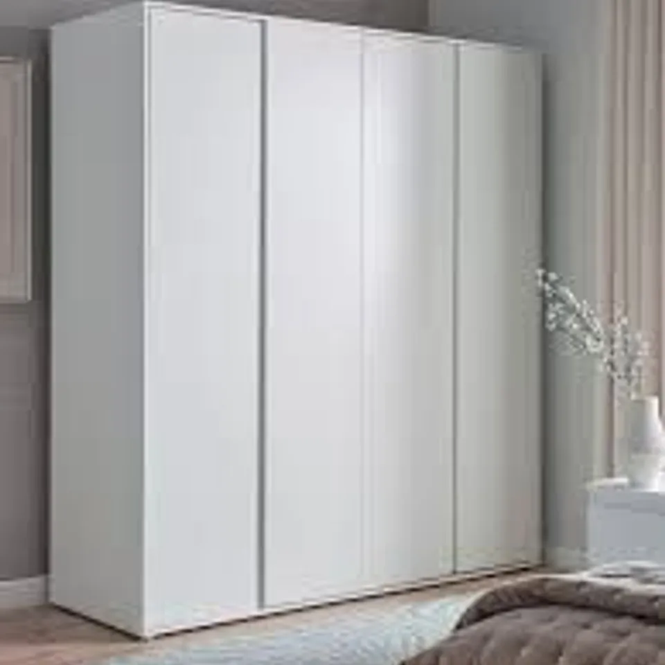 BOXED LISSON 4 DOOR WARDROBE WITH INTERNAL CHEST OF DRAWERS - WHITE (5 BOXES) RRP £369