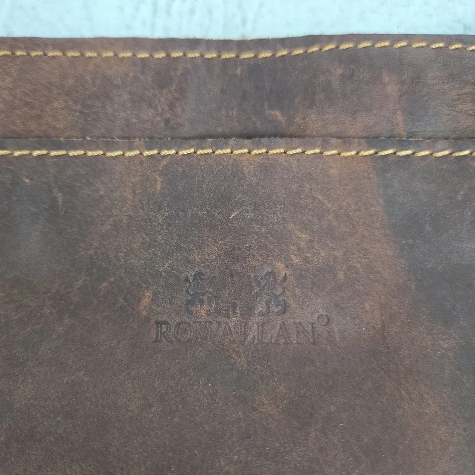 ROWALLAN BROWN LEATHER CROSSBODY BAG WITH CONTRAST STITCHING 