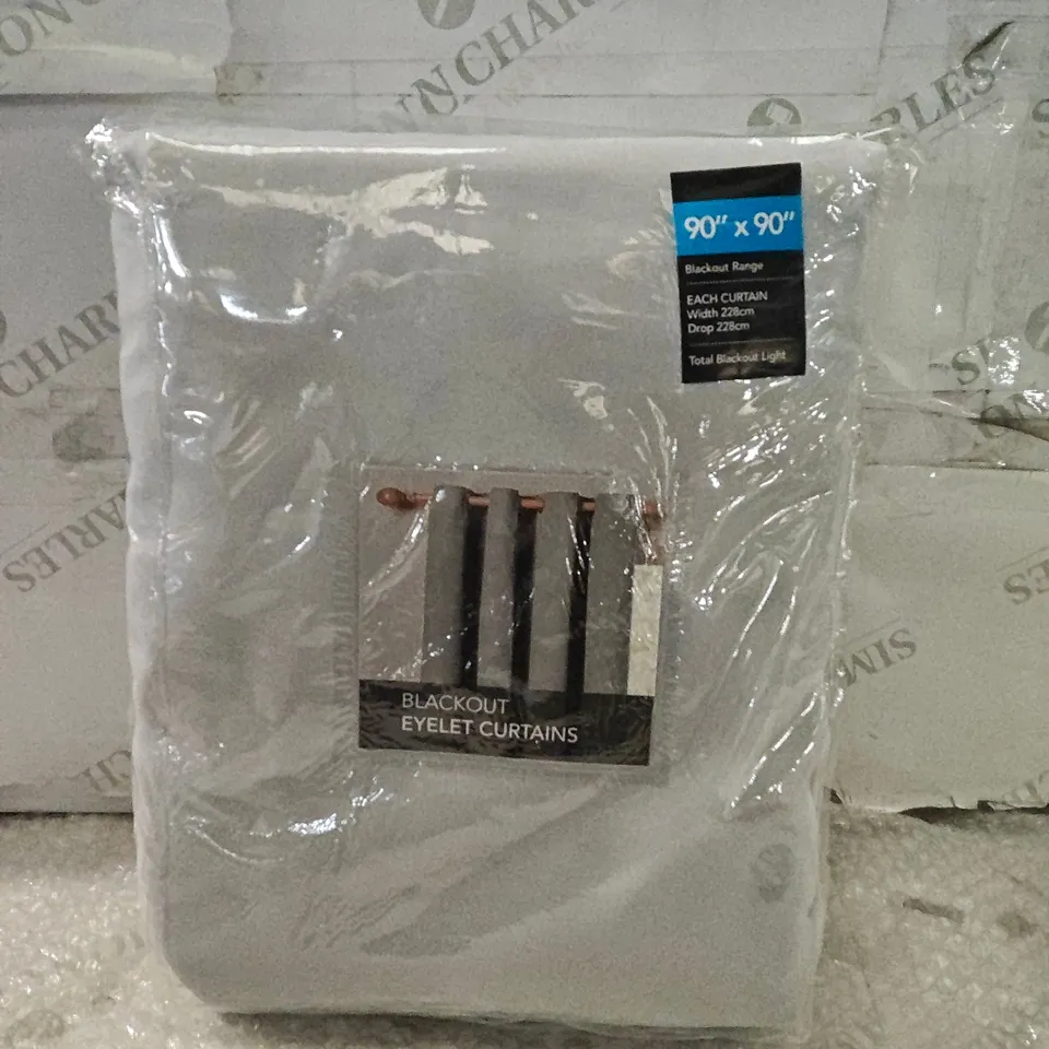 BLACKOUT EYELET CURTAINS, 90" X 90" (228CM X 228CM) – PAIR