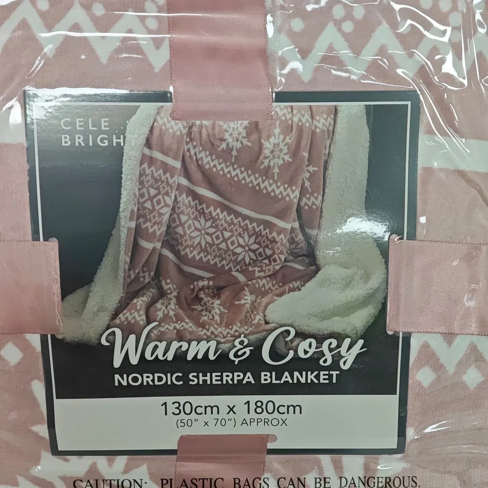 CELE BRIGHT WARM & COZY NORDIC SHERPA BLANKET 130X180CM