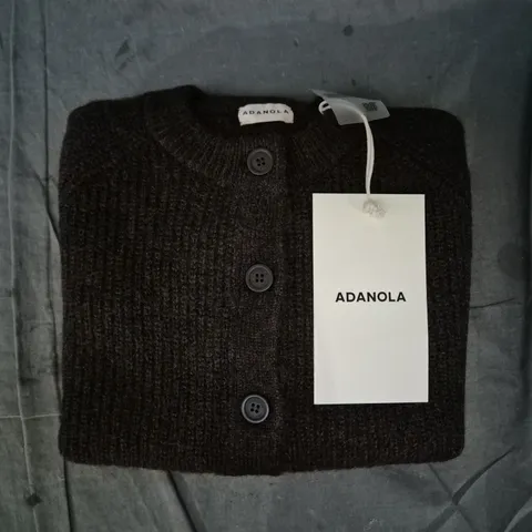 ADANOLA KNIT BUTTON UP CARDIGAN – COFFEE BEAN – SIZE S
