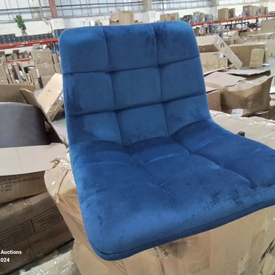 BOXED CHRISTIE VELVET BAR STOOLS/SIDE CHAIRS IN BLUE