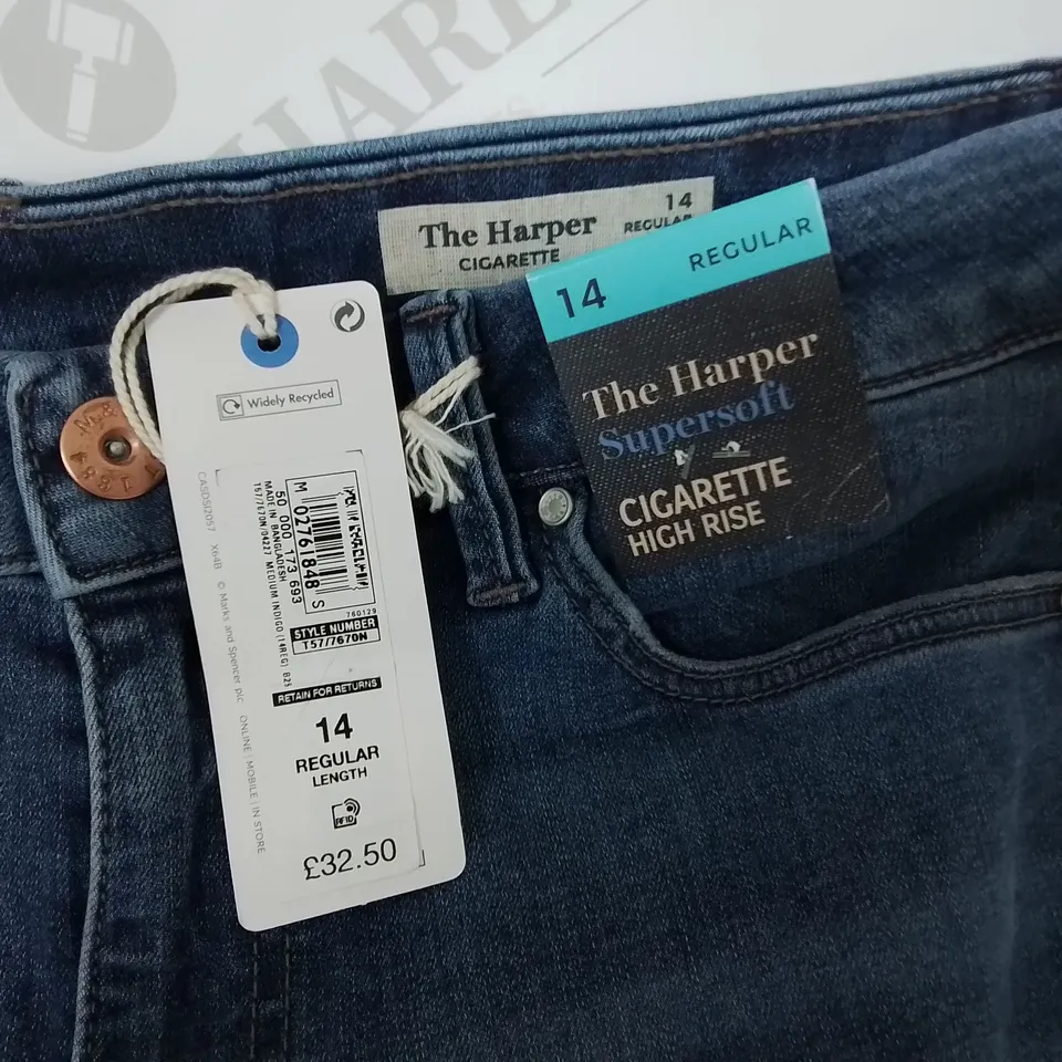 M&S THE HARPER CIGARETTE JEANS - 14 REG