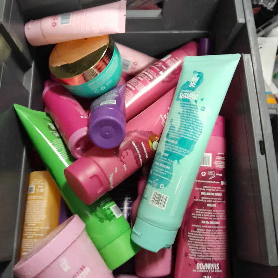 APPROXIMATELY 20 ASSORTED GIVE ME HAIR AND SKIN CARE PRODUCTS TO INCLUDE SHAMPOO, CONDITIONER AND EYE CREAM