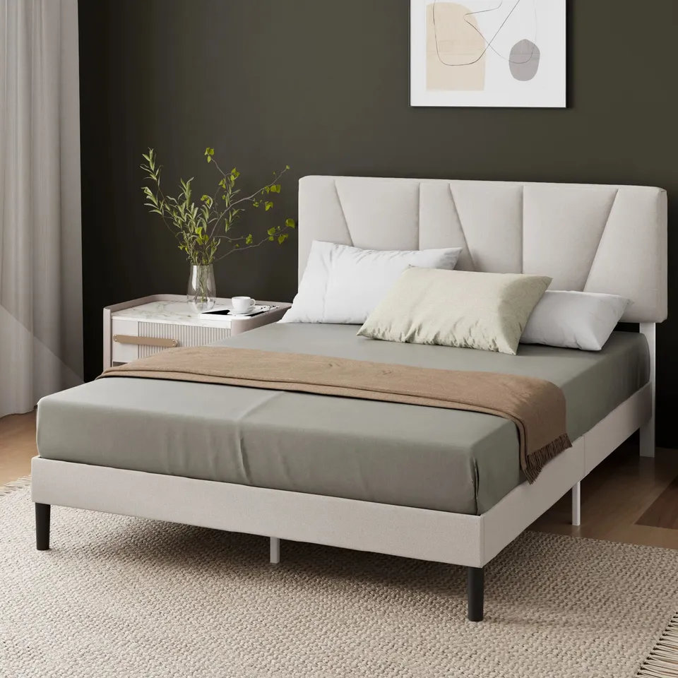 BOXED ANNJEANETTE ASYMMETRIC UPHOLSTERED PLATFORM BED /SIZE UNSPECIFIED 