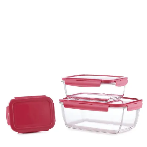 LOCKNLOCK 3 PIECE NESTABLE GLASS RECTANGLE SET BOXED