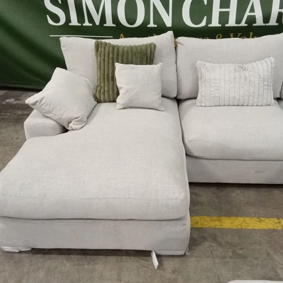 ASTON U-SHAPE FABRIC MODULAR SOFA WITH FOOTSTOOL - SILVER RRP £2999