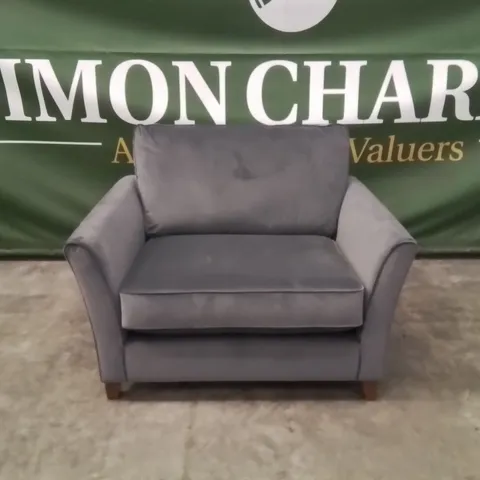 QUALITY DESIGNER EX SHOWROOM HARPER WIDE SNUGGLER CHAIR - GRANITE 