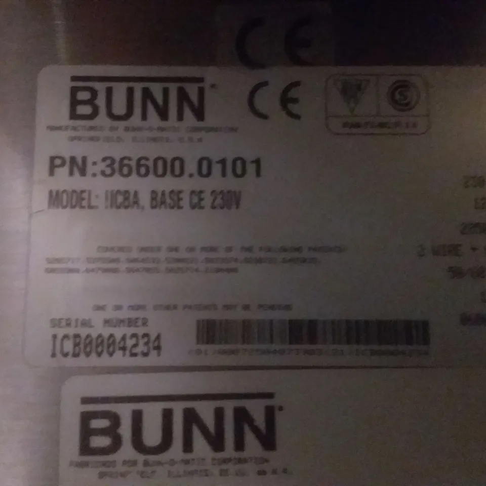 BUNN DIGITAL ICBA BREWER CONTROL GRINDER 230V