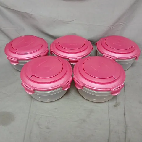 5 X LOCK N LOCK FOOD STORAGE ITEMS, PINK LID