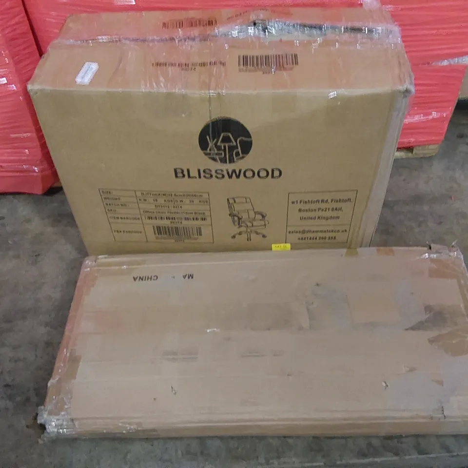 PALLET OR ASSORTED ITEMS INCLUDING: OFFICE CHAIRS, BIKE RACK, KITCHEN APPLIANCES, SHELVES 