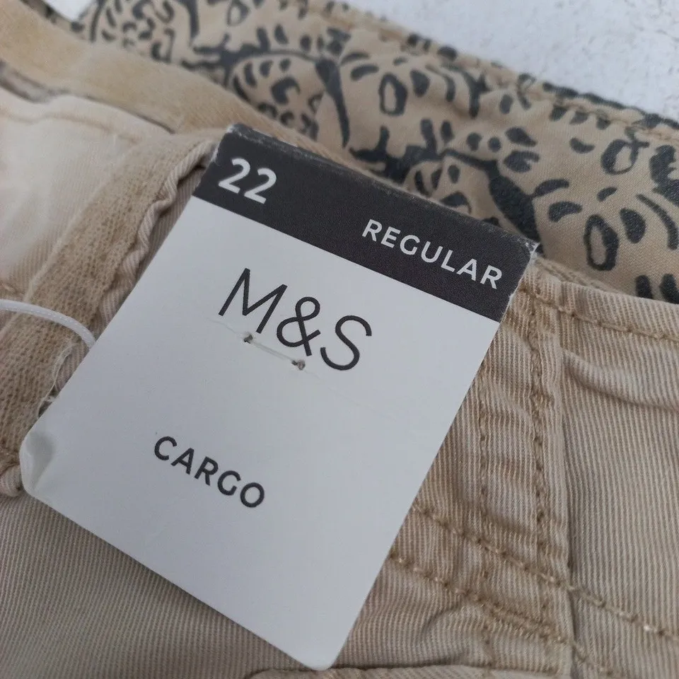 M&S OUTLET WOMEN'S CARGO TROUSERS – BEIGE, UK 22 REGULAR