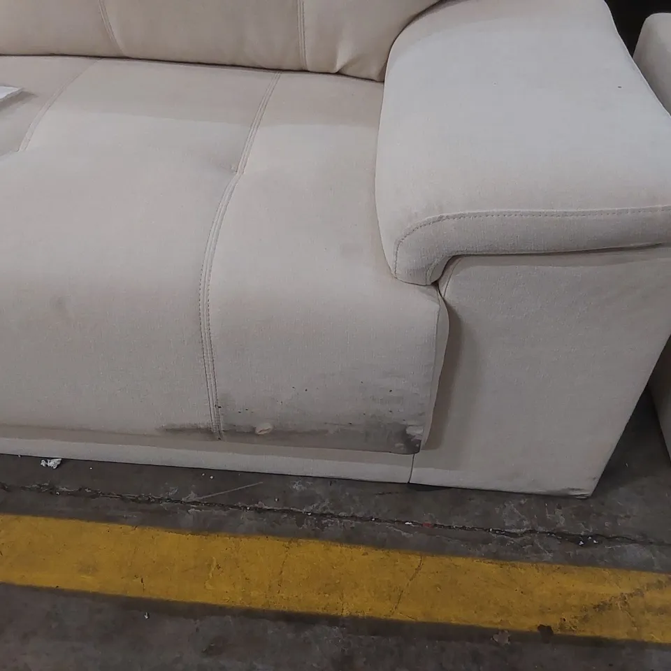 QUALITY DESIGNER KANSAS 3 SEATER SOFA, IVORY CLASSIC PLUSH FABRIC