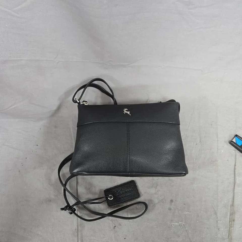 ASHWOOD REAL LEATHER  BLACK PEBBLED LEATHER CROSSBODY BAG