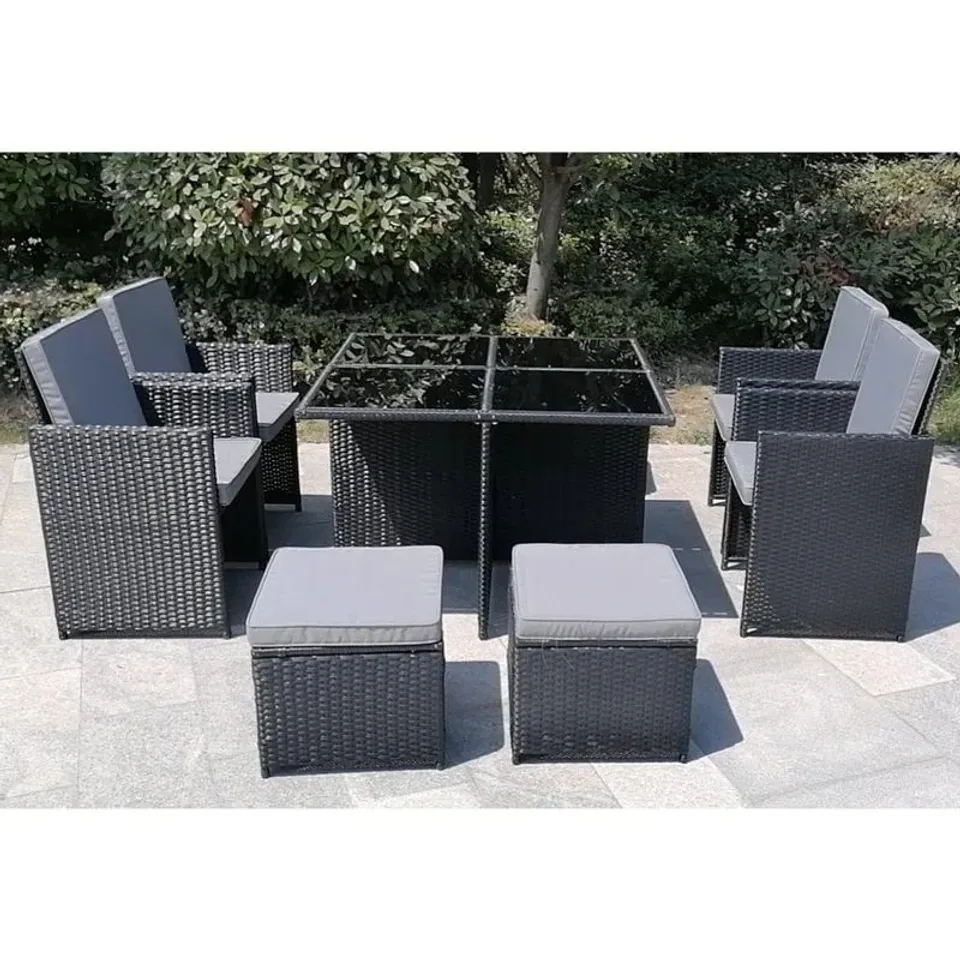 BOXED 8 SEATER CUBE ARMCHAIR SOFA SET WITH RAINCOVER (4 BOXES)