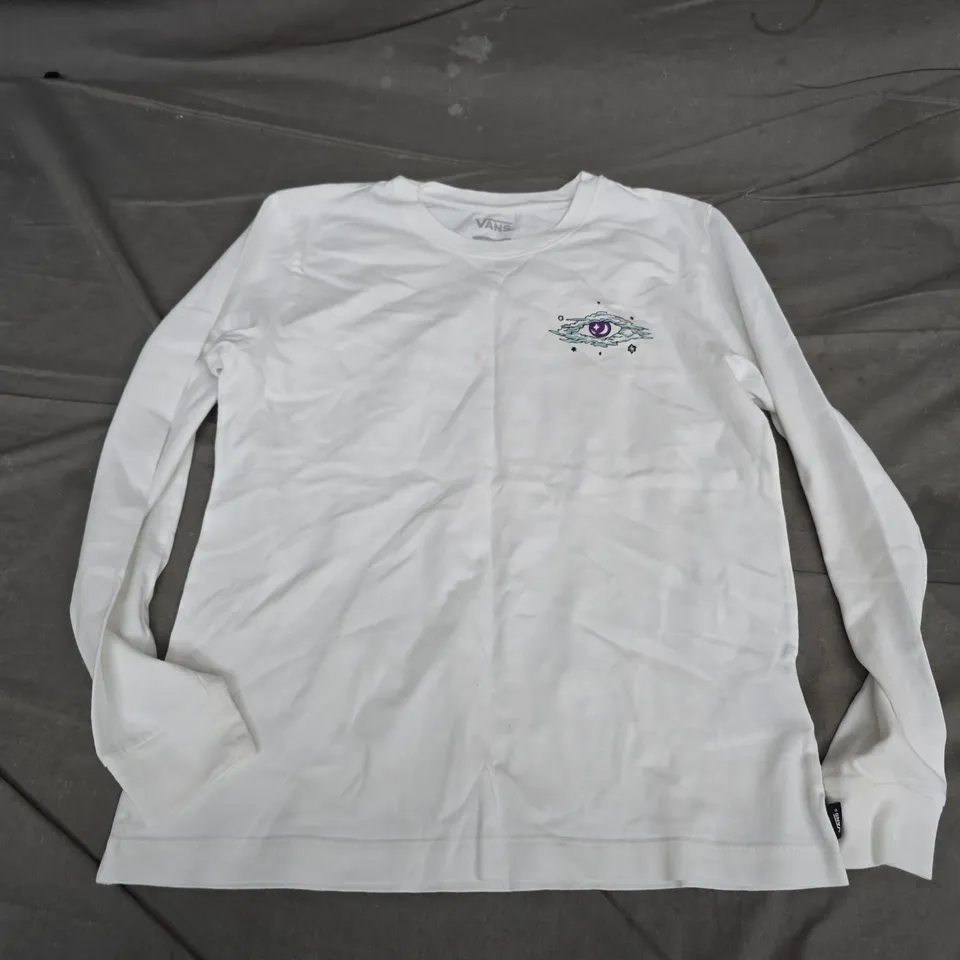 VANS KIDS WHITE LONG-SLEEVE T-SHIRT WITH EYE LOGO (X-SMALL)