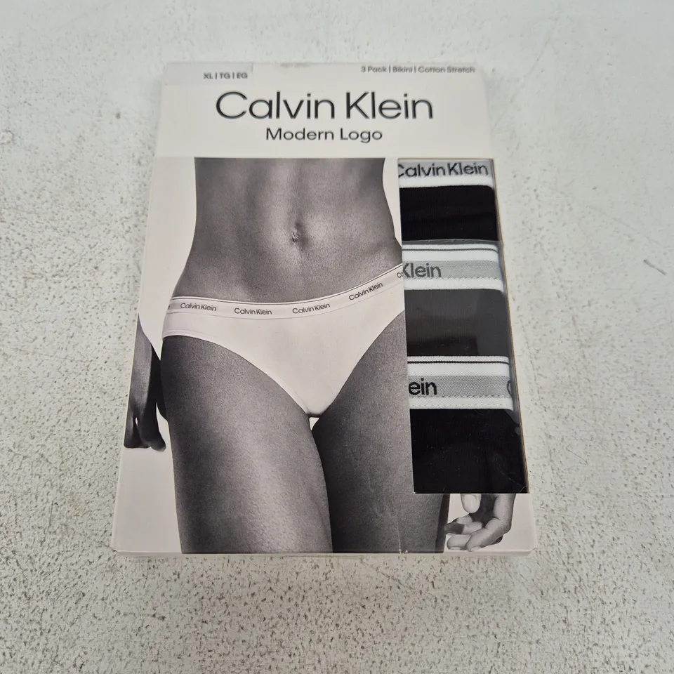 CALVIN KLEIN MODERN LOGO 3-PACK BIKINI BRIEFS – XL