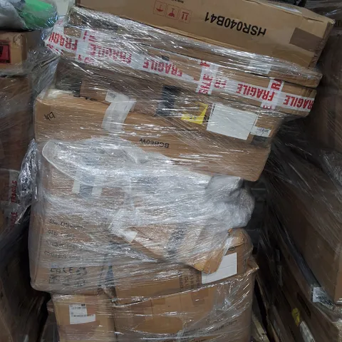 PALLET OF ASSORTED ITEMS TO INCLUDE BOXED HALL TREE, SHOE RACK AND SHELVING UNIT