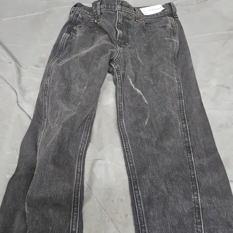ABERCROMBIE & FITCH MID RISE 90S STRAIGHT JEANS – BLACK DENIM, UK 20