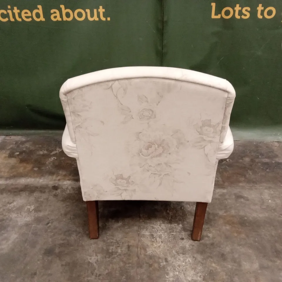 DESIGNER FLORAL PATTERN FABRIC UPHOLSTERED ACCENT CHAIR